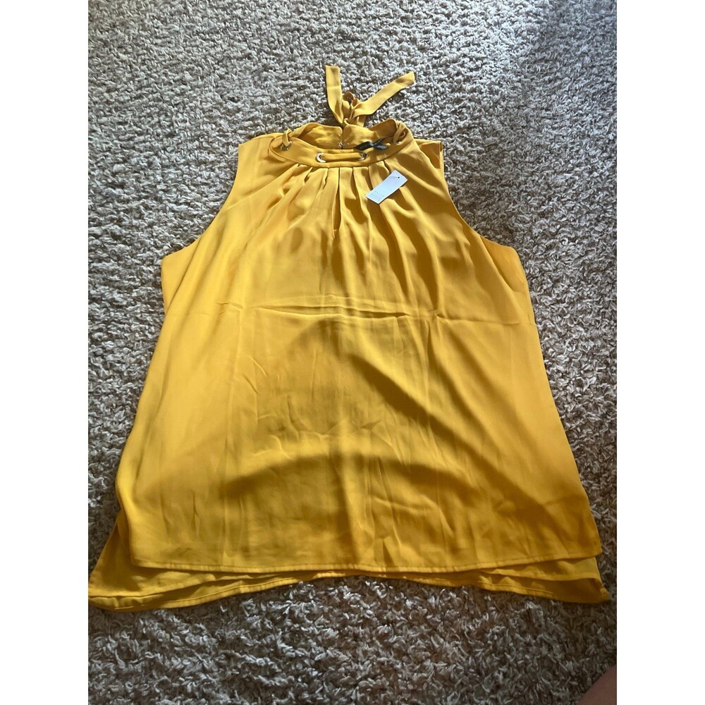 White House Black Market  Sleeveless Grommet Shell Top In Marigold Size XL NWT